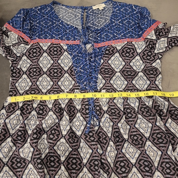Umgee Aztec Print Tribal Boho Babydoll Tunic Dress Size Medium - Picture 9 of 11